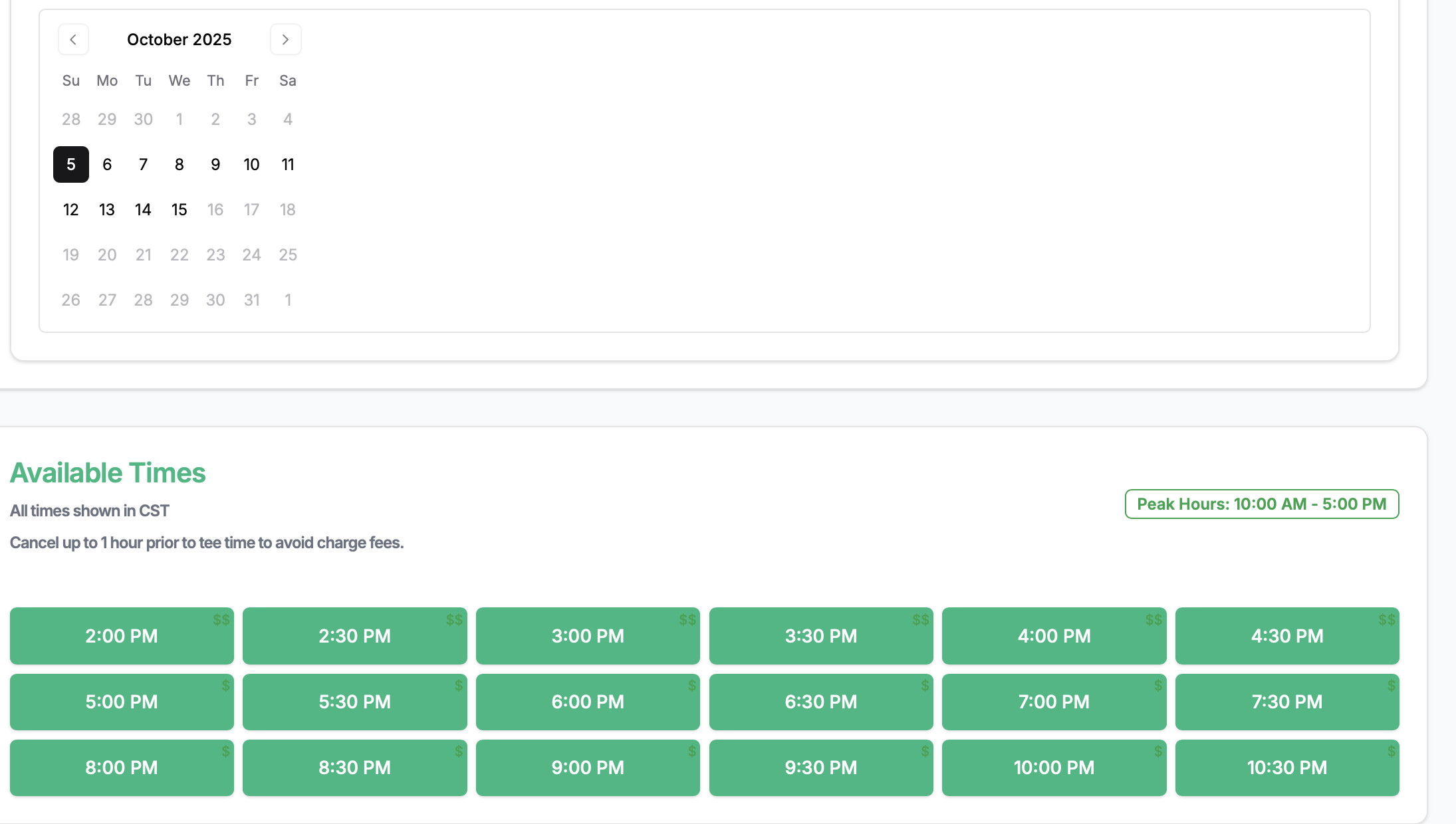 VTeeGolf Customer Booking Interface - Easy Online Reservations